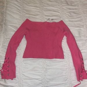 Pink off the shoulder crop top